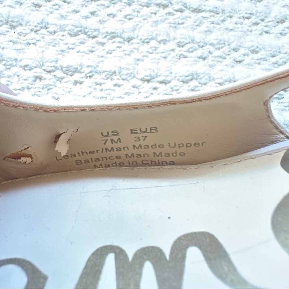 SAM EDELMAN cream and black color block leather slingback Leah block heels 7 - Picture 9 of 9